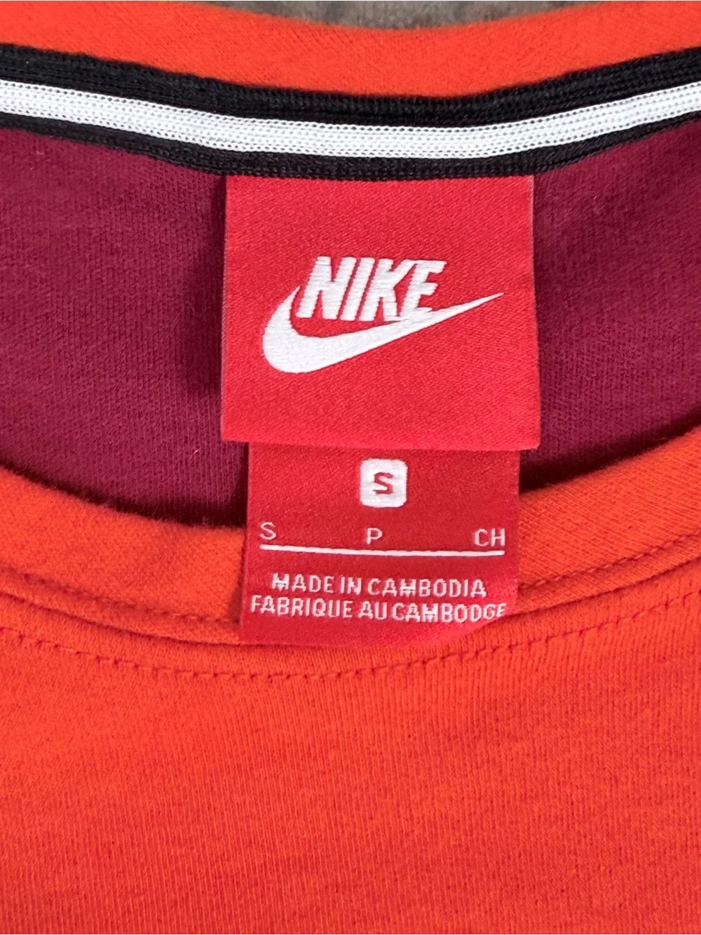 NIKE Air Women's Orange Burgundy Crop Top Size‎ Small Colorblock Streetwear Tee